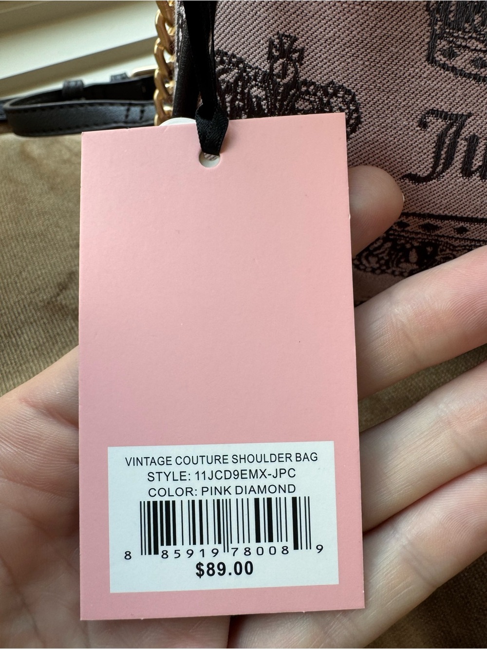 NWT Juicy Couture Pink Diamond Vintage Couture Shoulder Bag Rhinestone Logo Y2K - Picture 11 of 11